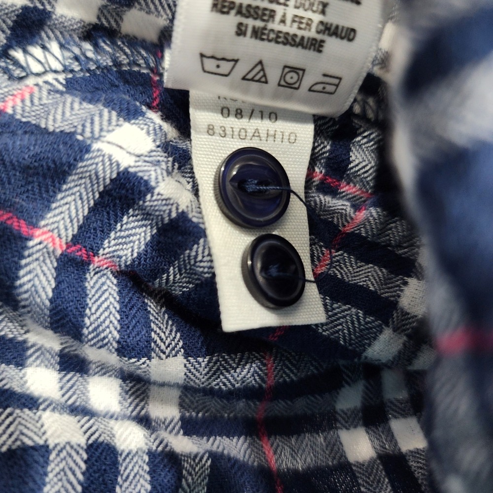 Womens AEROPOSTALE Navy Plaid Ruffle Tunic Long Sleeve Shirt Size Medium - Picture 8 of 8